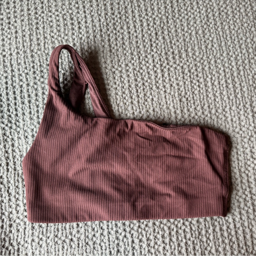 Ribbed Brown One Shoulder Bra